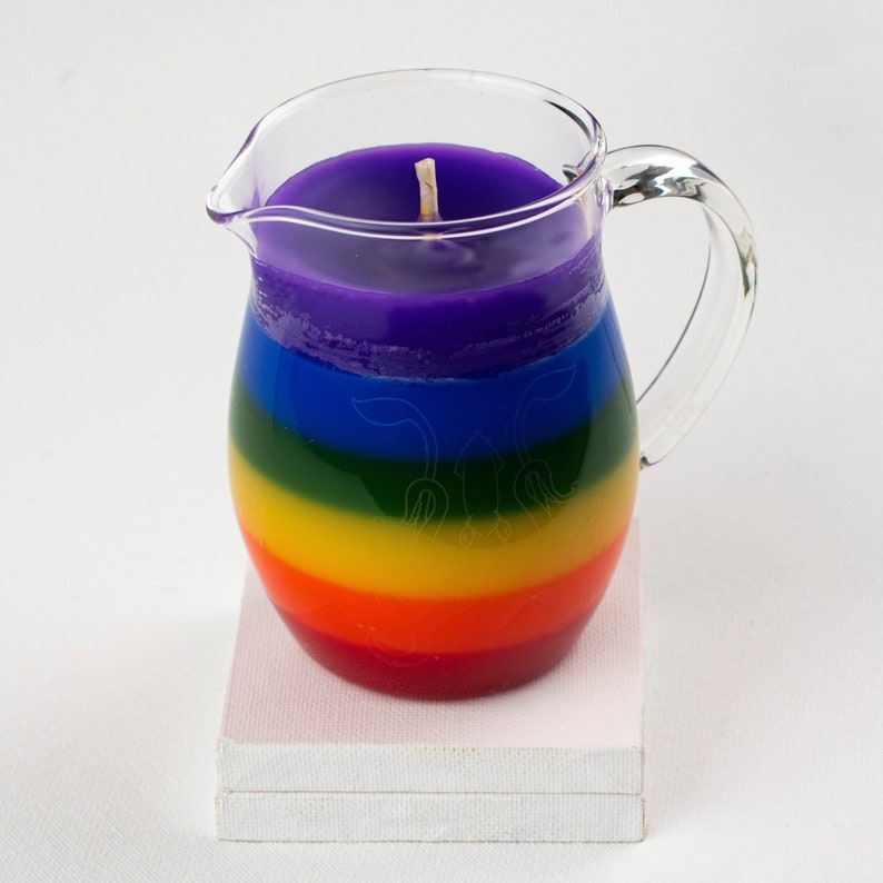 Rainbow in a Jar Wax Play Candle Low Temp Kink candles Unscented Bondage Candle Pitcher Candle image 1