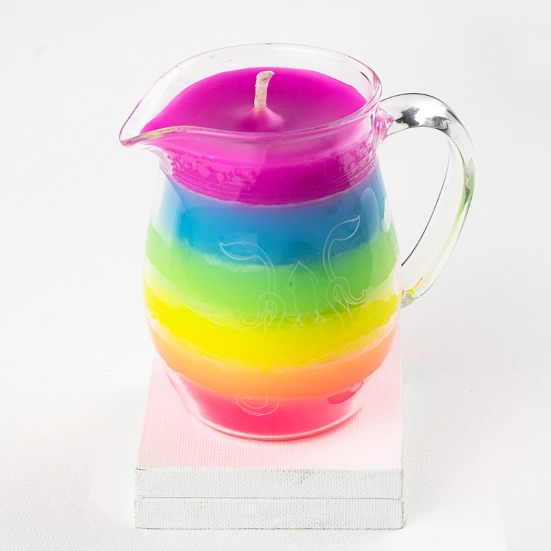 Rainbow in a Jar Wax Play Candle Low Temp Kink candles Unscented Bondage Candle Pitcher Candle image 4