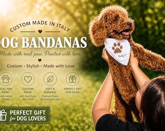 Personalized Dog Bandana – Gift for Dog Lovers, Custom Name, Paw Print Keepsake