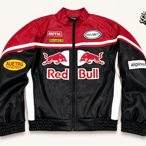 Red Bull Leather Racing Jacket - Etsy