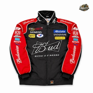 Vintage Budweiser NASCAR-jas: Y2K Racing Bomber Streetwear-jas