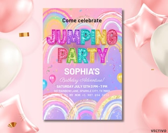 Editable Jumping Party Invitation: Instant Digital Download (5x7 Inches)