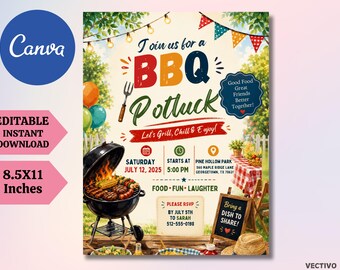 Plantilla editable para folleto de barbacoa de verano, invitación a barbacoa comunitaria, Canva