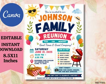 DIY Family Reunion Flyer Template, Editable Cousin Reunion Invite, Canva