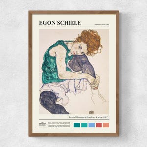 Egon Schiele Print: Seated Woman with Bent Knees, Vintage Wall Art