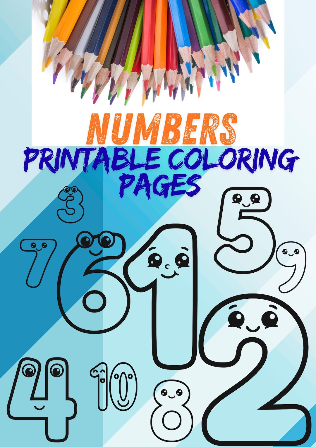 Numbers 1 to 10 Coloring Printable PDF Pages for Kids Digital Download