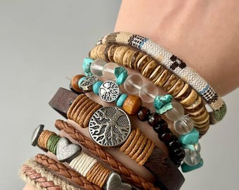 Conjunto de 7 pulseras vintage unisex