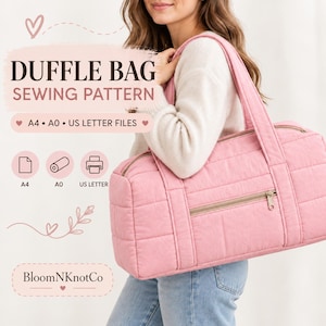 Patrón de costura en PDF para bolsa de lona, ​​bolsa de viaje acolchada, para principiantes (tamaños A0, A4 y Carta de EE. UU.), descarga instantánea.