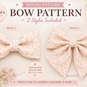 Hair Bow Sewing Pattern - Beginners | 2 Different style | Hair Accessories