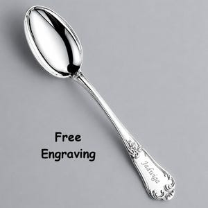 Personalized 925 Sterling Silver Baby Spoon, 12 g, Floral Handle