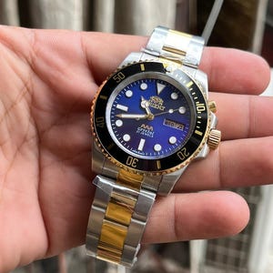 Vintage Orient AAA Crystal 21 Jewels "Submariner" Style (Blue Two-Tone) Automatic Men’s Watch