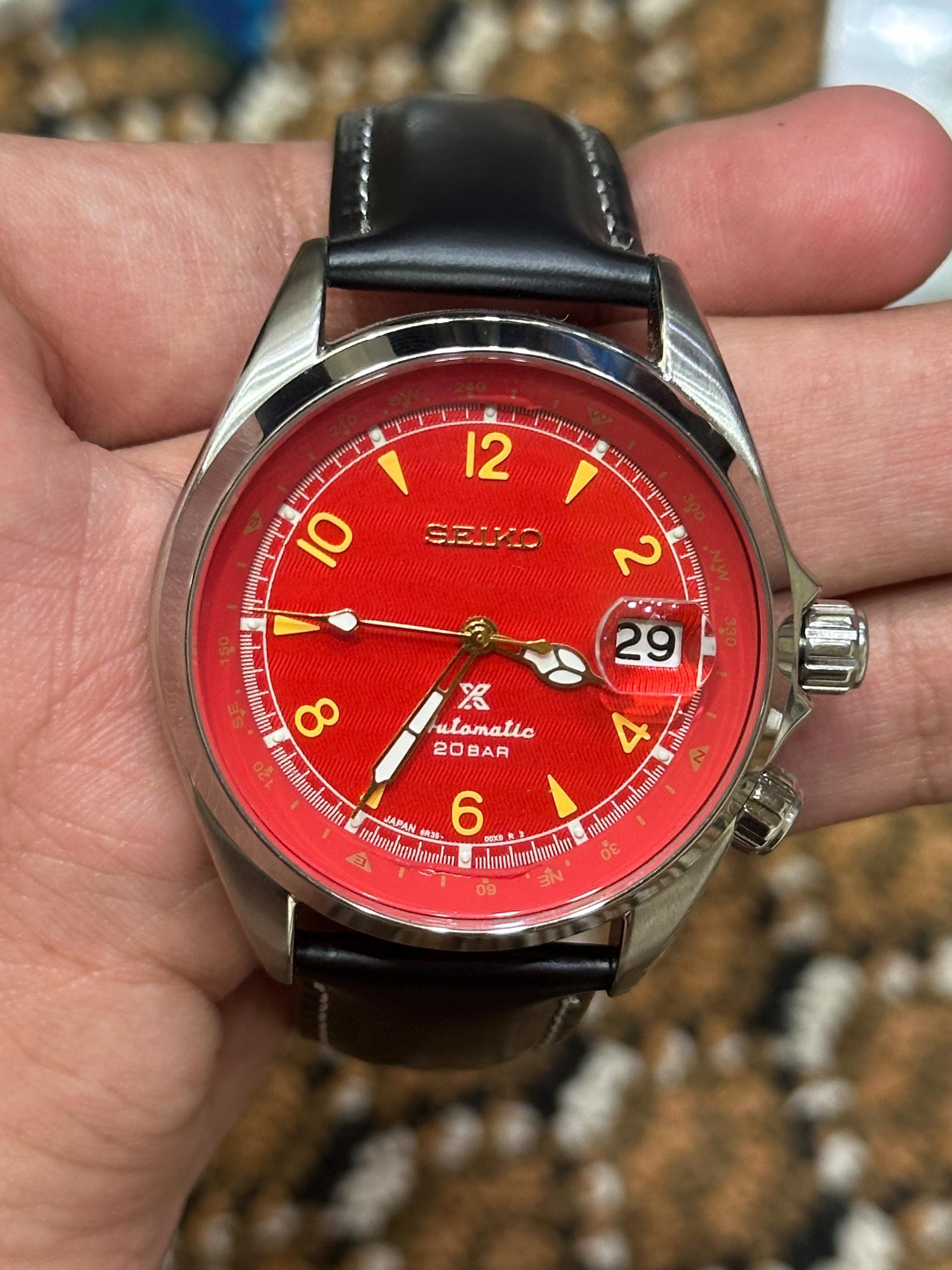 Vintage Seiko Prospex Alpinist Red Dial MOD Automatic Men's Watch