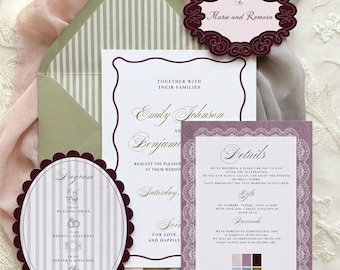 Old Money Wedding Invitation Suite Template | Victorian Elegant Wedding Invite (Canva Editable, Digital Download)
