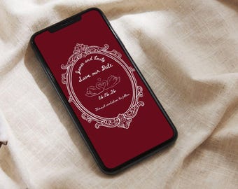 Vintage Burgundy Wedding Invitation Template, Elegant Old Money Mobile Invite (Canva Editable)