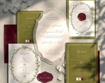 Old Money Wedding Invitation Suite Template | Victorian Elegant Canva Editable (Digital Download)