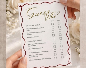 Printable Wedding Guess Who Game, Bride Groom Table Activity (Digital Download)
