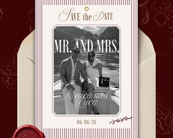 Old Money Save the Date Template with Photo, Luxury Wedding Announcement (Digital Download)