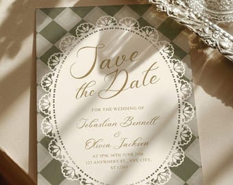 Vintage Lace Save the Date Template, Old Money Wedding Announcement, Victorian Wedding Invite (Digital Download)
