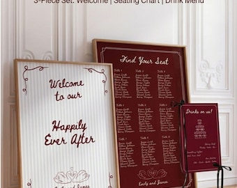 Old Money Wedding Signage Bundle, Elegant Welcome Sign, Seating Chart, Bar Menu (Printable Template)