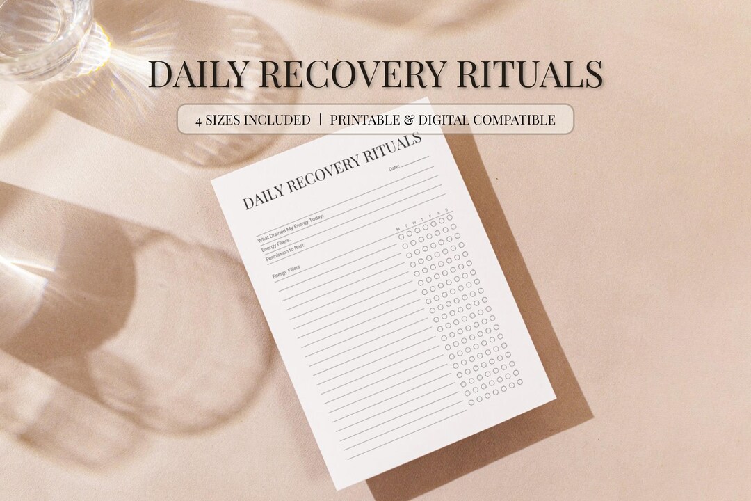 Daily Recovery Rituals Printable | Burnout Recovery Worksheet | Self ...