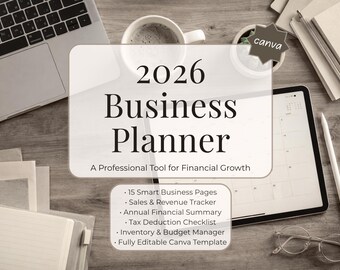 2026 Business Planner Digital Small Business Management Kit Canva Template Financial Planner Expense Tracker Sales Log Inventory Tax Tracker