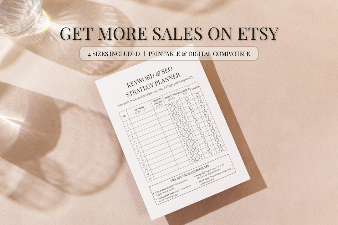 Etsy SEO Keyword Research Planner Tool for Sellers SEO Tracker ...