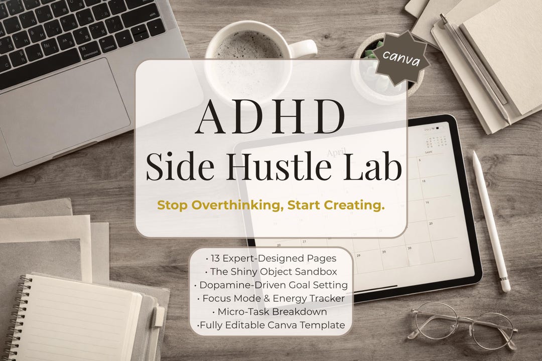 ADHD Side Hustle Lab Planner Digital Printable, Dopamine Driven Goal ...