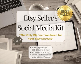 Etsy Seller Social Media Marketing Kit, Social Media Content Planner, Etsy Shop Growth Strategy, Reels TikTok Storyboard, Pinterest Tracker