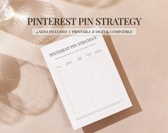 Pinterest Pin Strategy Template Marketing Analysis Sheet Etsy Growth Execution Plan Pinning Schedule Log A4 A5 Letter Half Letter PDF Guide