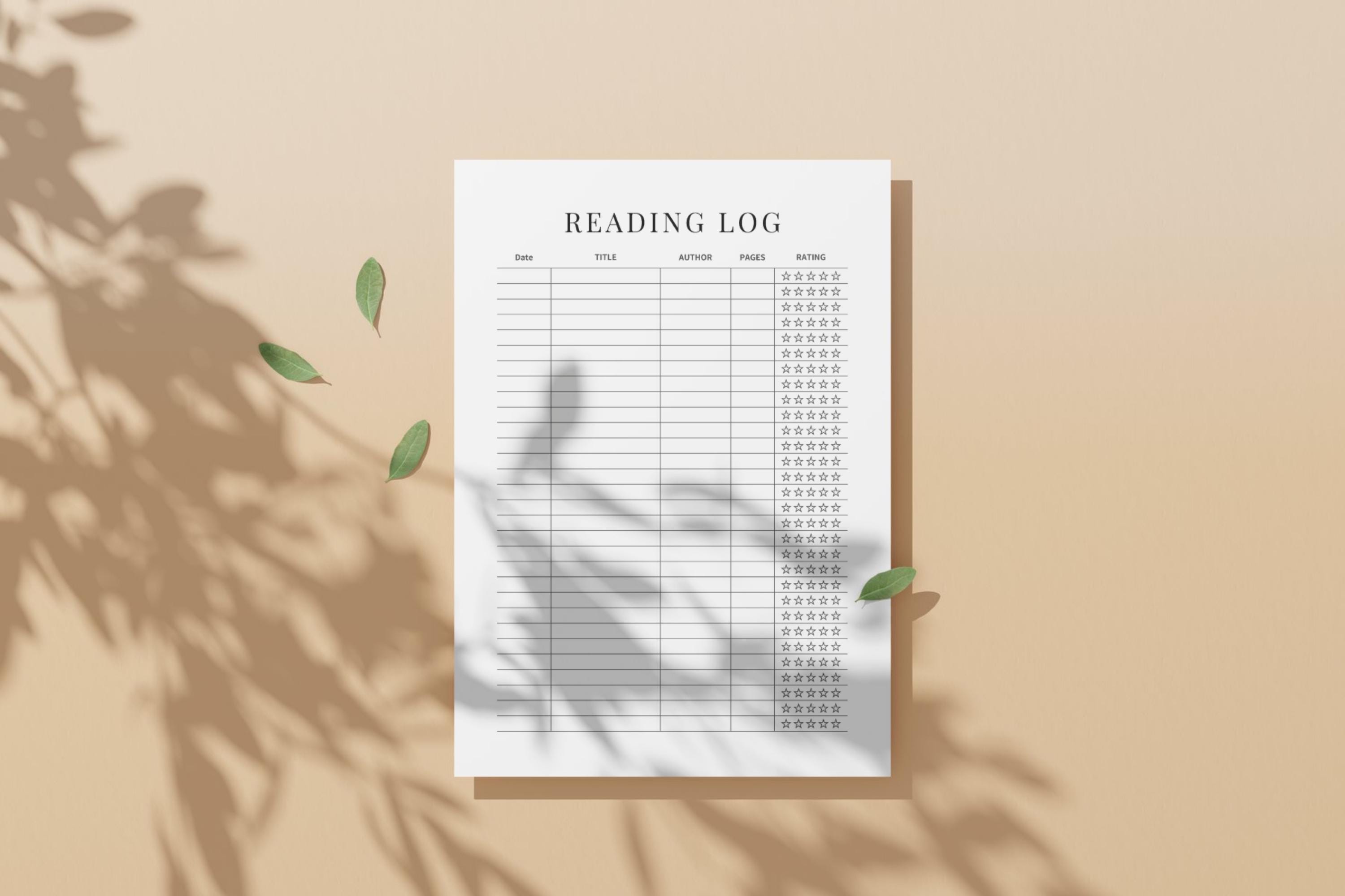 Reading Log Printable | Book Tracker | Minimalist Reading Journal ...