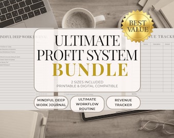 Ultimate Profit System Bundle Freelancer Business Planner Workflow Routine Daily Deep Work Journal Revenue Tracker Organizer A4 US Letter
