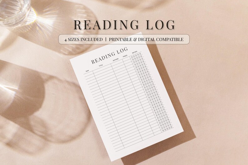 Reading Log Printable | Book Tracker | Minimalist Reading Journal ...