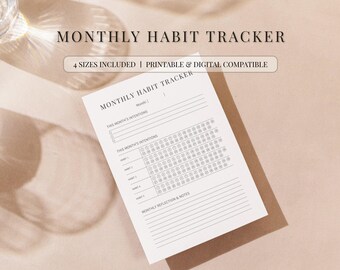 Habit Tracker Printable Minimalist Monthly Daily Routine Builder Goal Setter Checklist 2026 Planner Aesthetic A4 A5 Letter Half Size