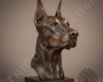 Doberman Pinscher Dog Bust 3D Model | CNC & Printing Files (stl, fbx, obj)
