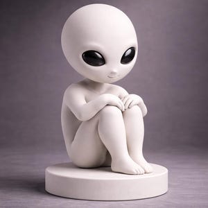 Serene Pose Alien Sculpture | CNC & 3D Print Digital File (STL, OBJ, 3MF)
