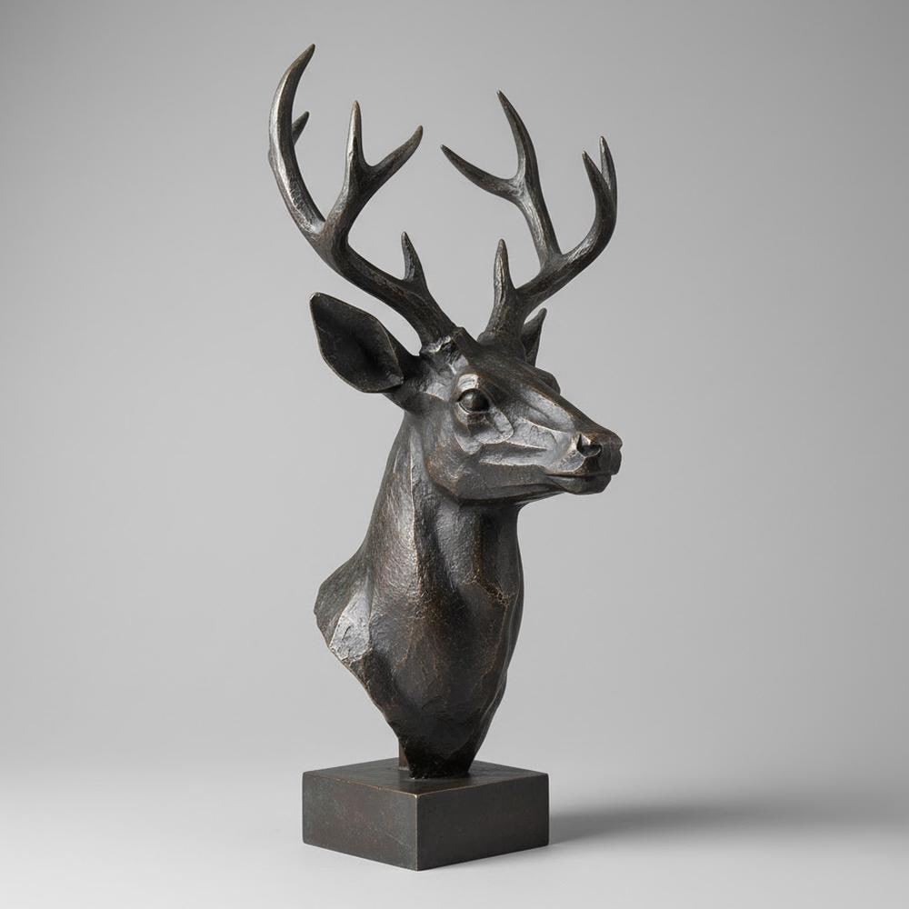 Deer Sculpture Digital File CNC 3D Print for Home Decor (STL, OBJ, 3MF)
