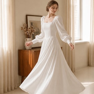formal short long sleeve black dress Lorinda Maxi Dress White