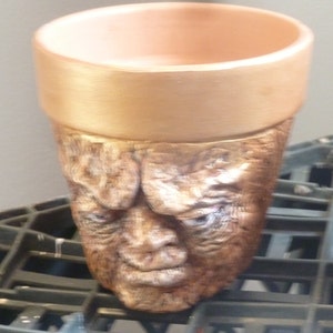 terra cotta planter with face