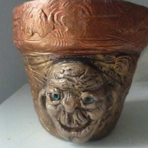 terra cotta 2 FACED POTHEAD 4.5-inch planter