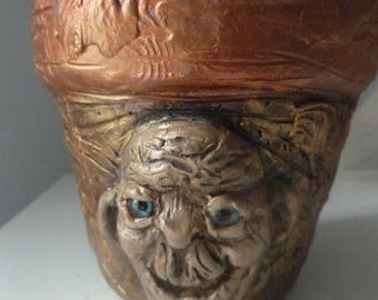 terra cotta 2 FACED POTHEAD 4.5-inch planter