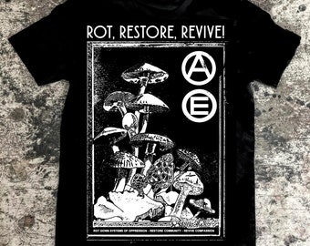 Maglietta Rot Restore Revive, anticapitalista, antifascista, vegana