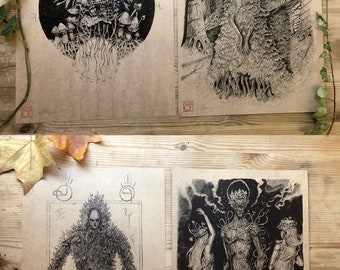 The Book of Venym screen print set  Occult demonology