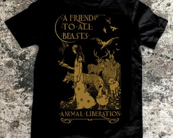 Un amico per tutte le bestie GOLD diritti degli animali vegano diritti degli animali maglietta punk