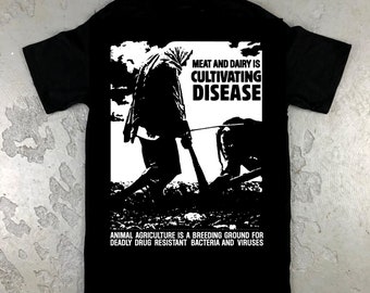 Coltivare malattie vegane diritti animali maglietta punk