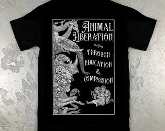 Liberazione animale istruzione e compassione diritti degli animali diritti degli animali vegani maglietta punk