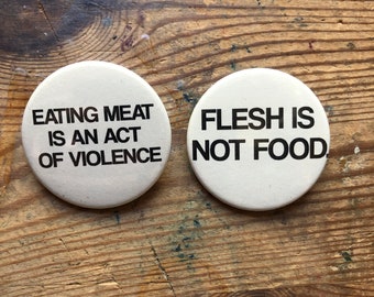 2 x Tierrechte Vegan Pins Anstecker Buttons