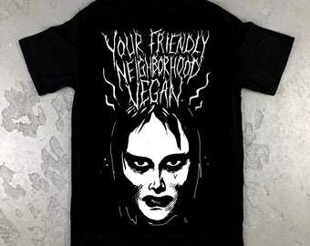SALDI Il tuo amichevole quartiere vegano diritti degli animali maglietta vegana diritti degli animali punk