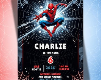 Spider Man Birthday Invitation | Spider Man Boys Birthday Invite | Editable Canva Template | Digital Download | Superhero Birthday Invite