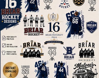 Briar U Hockey PNG Bundle | Off Campus Hockey Romance Shirt Design | 16 College Hockey PNGs | Graham & Laurentis Fan Art
