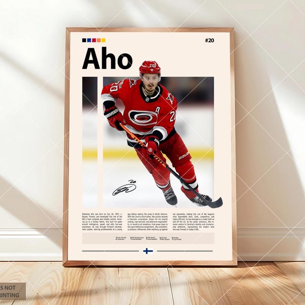 Sebastian Aho Poster, Carolina Hockey Poster, Sports Poster, Hockey Fans, Hockey Wall Art, Sports Bedroom Posters